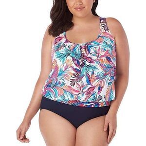 Size 22W Swim Solutions Sienna Printed Tankini Top
